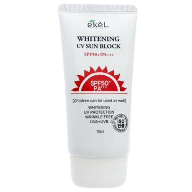 Ekel Солнцезащитный крем для лица с муцином улитки Whitening UV sun block SPF 50 70 мл — Makeup market